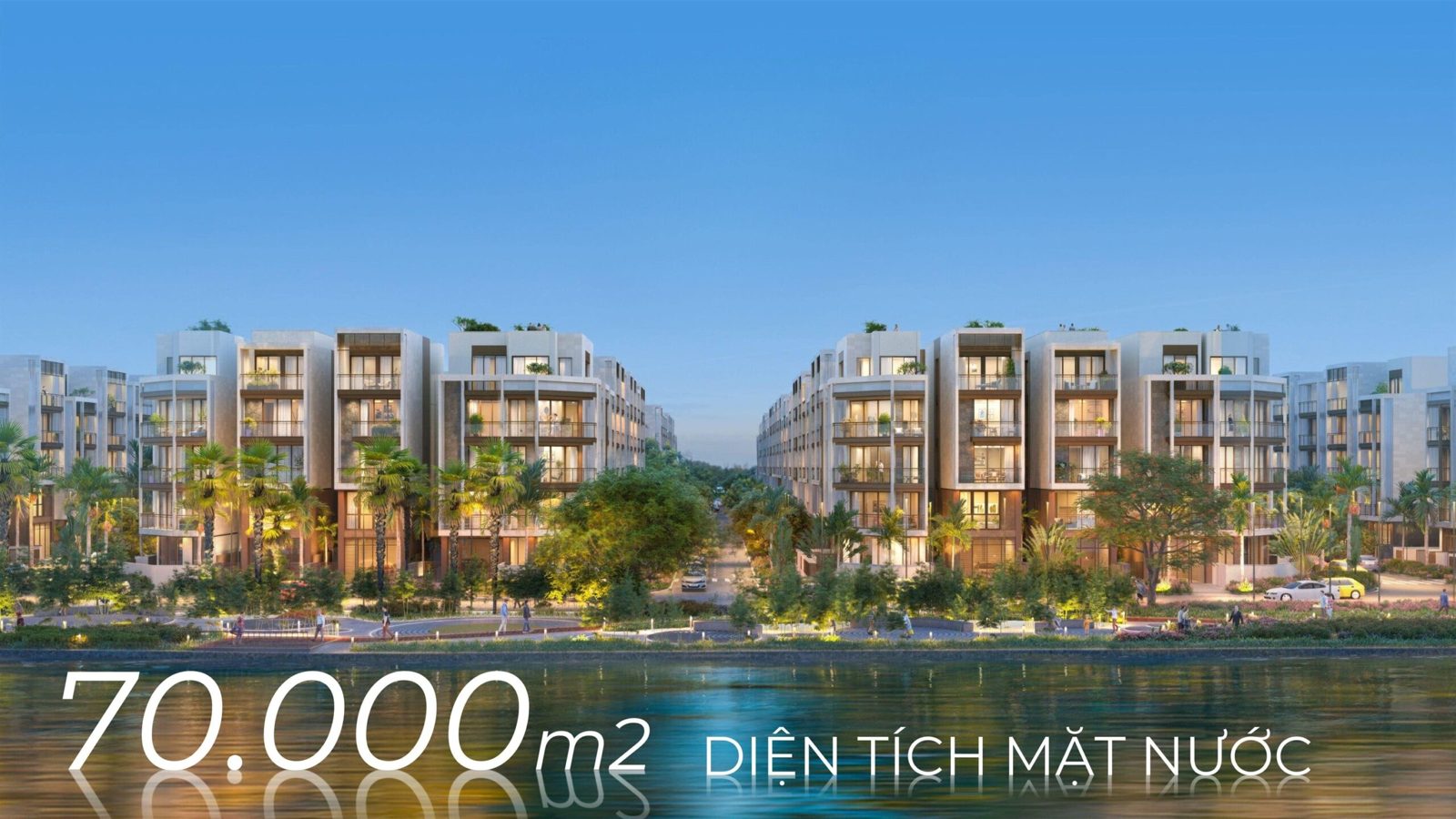 The total water surface area of Sola Dao Anh Duong - The Global City subdivision is up to 70,000 m2