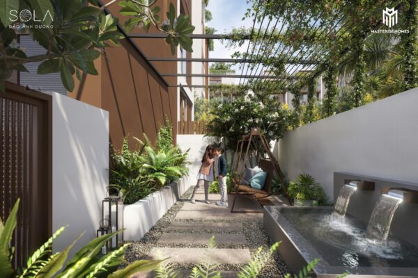 Perspective of the side garden of Sola Dao Anh Duong Garden Villa - The Global City District 2