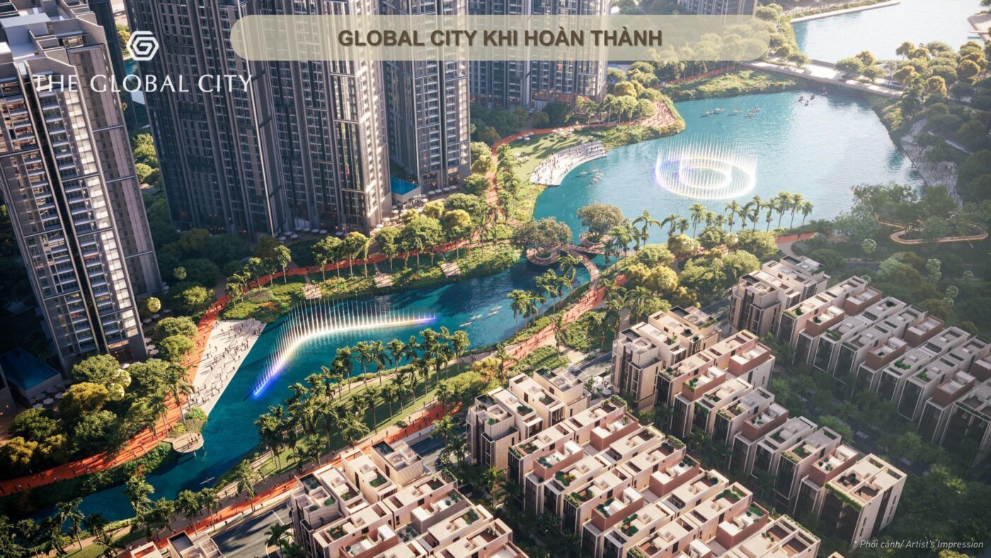 Water music canal in The Global City urban area, District 2