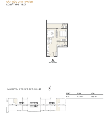 1 BEDROOM APARTMENT LUMIERE MIDTOWN THE GLOBAL CITY DISTRICT 2 9 Lumiere midtown 1 bedroom apartment layout design, district 2